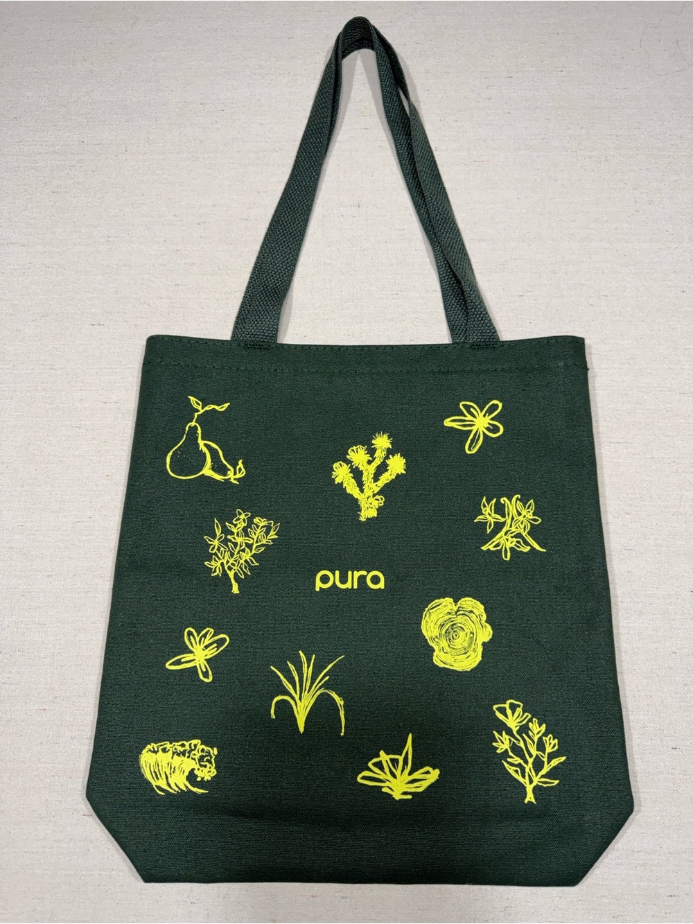 EnviroTote - Pura Dark Green Tote with Bright Yellow Motifs